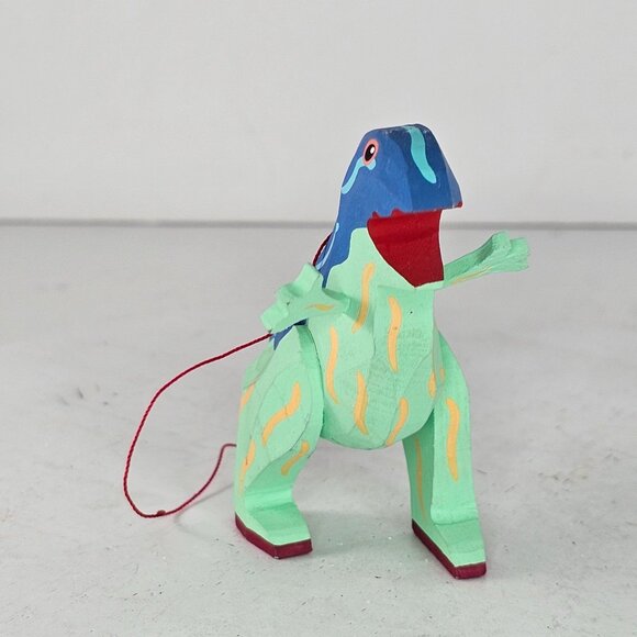 Handcrafted Wooden Dinosaur Ornament Christmas Decor Tyrannosaurus Rex - Picture 2 of 8